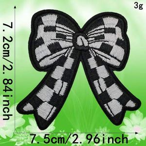 New Hot Iron on Embroidered Colorful Checkered Bow Knot Patch for Hat Hoodies Decoration - Product Image 4