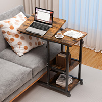 Mesa Auxiliar Multifuncional de Madera Plegable para Sala de Estar, Ajustable en Altura, con Almacenamiento Móvil y Cerradura