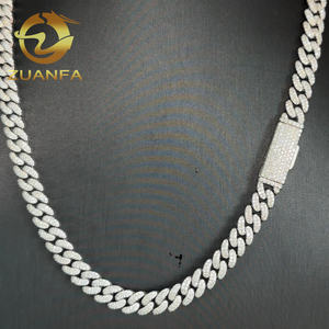 Pass Diamante Tester 8mm <span class=keywords><strong>Moissanite</strong></span> Diamante Hip Hop Jóias Link Cubano <span class=keywords><strong>Moissanite</strong></span> 925 Prata Link Cubano Cadeia Iced Out - Product Image 3