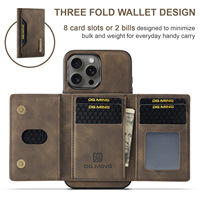 Casing Kulit PU Multifungsi Lipat Minibook, Tempat Kartu Kredit, Dompet Magnetik, Penutup Ponsel untuk iPhone 15 14 16 18 Pro Max
