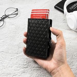 Casekey Premium Diamond Embossed Black Leather Pop up <b>Wallet</b> Portafogli Porta Carte Anti Theft Slim Popup Aluminum Card <b>Holder</b> - Product Image 4
