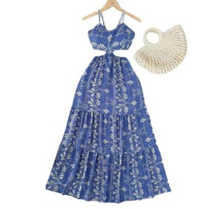 <span class=keywords><strong>Abito</strong></span> <span class=keywords><strong>Lungo</strong></span> Vintage Primaverile con Scollo a V da Donna, in Poliestere <span class=keywords><strong>Cotone</strong></span> Stampato, con Spalline e Silhouette Irregolare, Colore Ghiaccio, Vendita all'Ingrosso - Product Image 6
