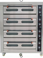 Oven Listrik Komersial 2 Dek dengan 4 Loyang & Rak Kontrol Digital 380V untuk Memanggang Roti Pizza Kue Harga Bagus
