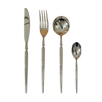 Ensemble de couverts rétro Western en acier inoxydable 304, couteau à steak, fourchette à dessert, cuillère, vaisselle de luxe légère pour hôtel et restaurant