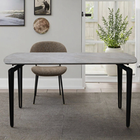 Usine chinoise vend des tables à manger rectangulaires en céramique avec pieds en métal de luxe moderne personnalisés, plateau en verre trempé, pour hôtel