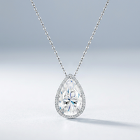 Collier pendentif en moissanite taille poire grande taille VVS1 couleur D, en argent sterling 925, vente en gros