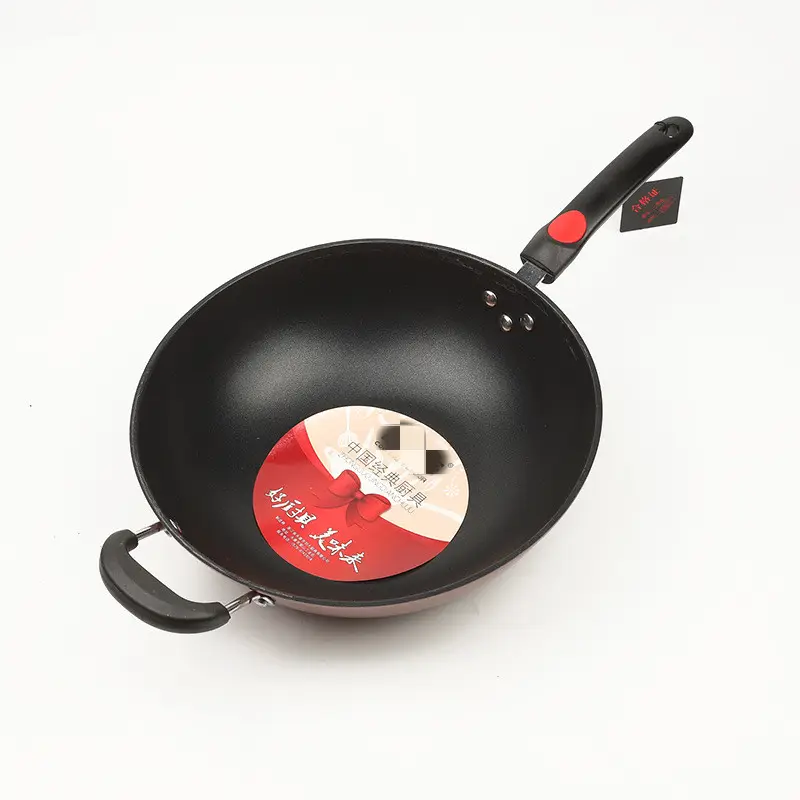 Hoge Kwaliteit Ijzeren Wok Traditionele Handgemaakte Ijzeren Wok Non-stick Pan Non-Coating Gas Fornuis Kookgerei