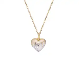 925 Silver Heart Shaped Fashion Pendant Necklace Jewelry Chunky Gold 925 Sterling Silver Love Small Heart Necklace For Women