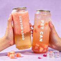 Bouteilles de bière, de thé et de boissons en PET transparentes, rondes, de qualité alimentaire, de 16 oz/500 ml/700 ml, rechargeables, avec impression sérigraphique, ouverture facile
