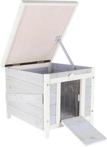 Condo pour chat en bois résistant aux intempéries avec toit à charnières et porte rabattable pour l'abri des chats errants - Product Image 2
