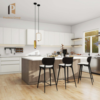 Cuisine modulaire au design moderne avec comptoirs en marbre/laminé/résine, accessoires de robinetterie, écologique et étanche