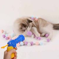 Vente en gros de jouets interactifs pour chat, mini lanceur, jeux de balle en peluche, fournitures pour animaux de compagnie, jouet pour chat, jouet extensible en peluche pour chat