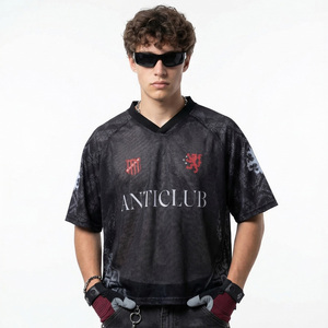 Dark Geometric Pattern <b>Mesh</b> Hole Jersey 2026 New Product American Style Personalized Print V-Neck Short Sleeved <b>Shirt</b> - Product Image 2