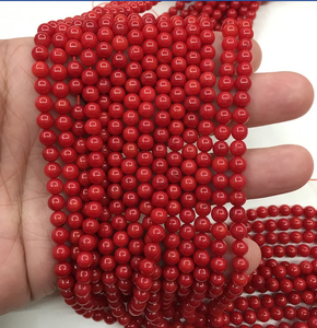 Cuentas Redondas Lisas de Coral Rojo Sintético para Joyería, Pulseras y Tobilleras para Mujeres y Niñas, Hilos de Rondelles de 13 Pulgadas, Piedra de Nacimiento - Product Image 4