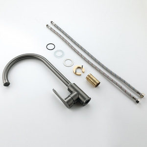 Fregadero de Cocina de Acero Inoxidable con Grifo, de un Solo Orificio, Color Gris Metálico Cepillado - Product Image 2