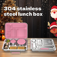 Aohea Boîte à lunch pour enfants en acier inoxydable 304 à 5 compartiments