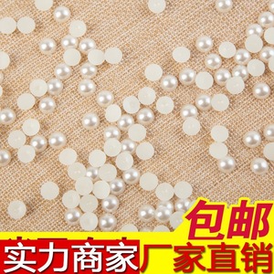 Perles plates rondes imitation perle, blanc cassé, en plastique ABS pour la fabrication de bijoux - Product Image 4