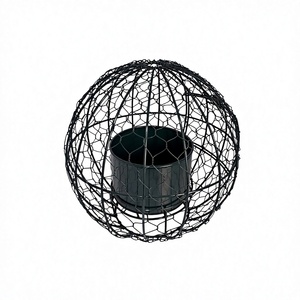 Pot de fleurs sphérique en fil de fer tressé à la main, support pour plantes en mousse, pot intérieur, décoration traditionnelle et moderne pour la maison, cadeau de fête - Product Image 1
