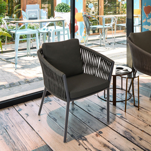 Chaises de salle à manger de <span class=keywords><strong>terrasse</strong></span> en corde tressée à cadre en aluminium imperméable moderne pour restaurants et hôtels - Product Image 2