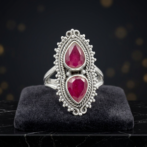 แหวนเงินแท้ 925 ดีไซน์เฉพาะตัว ประดับทับทิมทรงเหลี่ยม งานแฮนด์เมด เหมาะสำหรับทั้งชายและหญิง ของขวัญงานแต่งงาน งานปาร์ตี้ ชุบเงิน - Product Image 2
