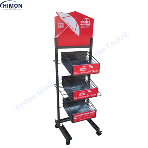 Cửa hàng bán lẻ điểm bán hàng Kim Loại 3 Tầng Kệ Đứng với bánh xe <span class=keywords><strong>Rack</strong></span> hiển thị cho ô - Product Image 4
