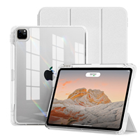 Kenke-Étui de protection transparent pour tablette iPad de 12.9 pouces, avec porte-stylo, protection anti-chute