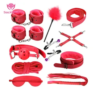 SacKnove Adulto Brinquedos Sexuais SM Fornecedores Fetiche 10Pcs Kit Bdsm Restraint Gear Couro Cinto Bondage Set para Casal Flirt Jogos