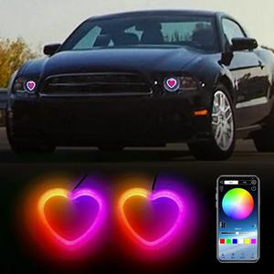 Nuevas Luces <span class=keywords><strong>LED</strong></span> <span class=keywords><strong>RGB</strong></span> para Decoración de Autos, Anillos Halo con Forma de Corazón, Luces DRL, Luces Antiniebla, Control por Aplicación, Faros Delanteros, Luces Antiniebla, DRL Love - Product Image 2