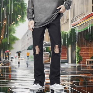 Jeans de Mezclilla para Hombre, Estilo Hip Hop Urbano, Casuales, Transpirables, Ecológicos, Lavables, de Buena Calidad, Envío Directo, Verano - Product Image 2