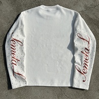T-shirt court gaufré 100 % coton coupe carrée, T-shirts personnalisés imprimés avec strass, chemises à manches longues oversize de créateur pour hommes