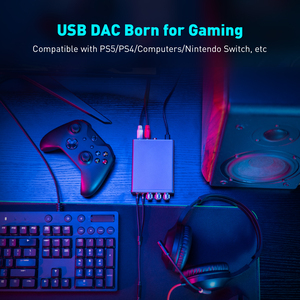 Amplificateur audio K5 PRO USB, DAC de jeu avec microphone, amplificateur casque, mini DAC audio pour PS5, enceintes actives alimentées pour ordinateur de bureau - Product Image 4
