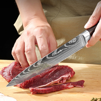 Couteau de chef gravé au laser Tc Damascus, couteau à fruits, ensemble de couteaux en acier inoxydable, couteau japonais, couteau Santoku, couteau à trancher