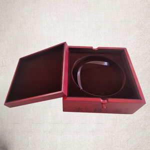 Caja de té de madera de alta gama personalizada, rectangular roja, hecha a mano, para almacenamiento de té. - Product Image 2