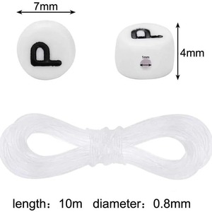 Cuentas acrílicas con letras blancas y negras, alfabeto para manualidades, cuentas sueltas para hacer joyería y proyectos infantiles - Product Image 4