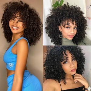 Perruque synthétique <span class=keywords><strong>afro</strong></span> bouclée petite et volumineuse pour <span class=keywords><strong>femme</strong></span>, résistante à la chaleur, sans dentelle, fabriquée à la machine, avec possibilité <span class=keywords><strong>de</strong></span> changer <span class=keywords><strong>de</strong></span> coiffure - Product Image 2