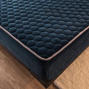 Ga Bọc Nệm Không Ồn Màu Xám Ga Bọc Vừa Vặn Ga Trải Giường Bằng Vải Nhung Pha Lê Trang Trí Giường Dày Thoải Mái Mềm Mại - Product Image 3