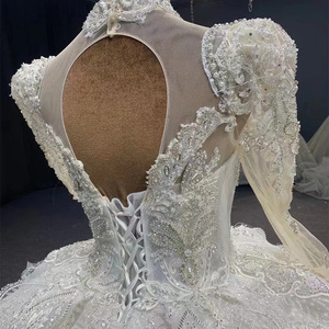 O cou manches longues <span class=keywords><strong>beige</strong></span> ivoire femmes robe de mariée <span class=keywords><strong>pas</strong></span> <span class=keywords><strong>cher</strong></span> haute qualité Jancember grande taille robe de mariée MN148 - Product Image 2