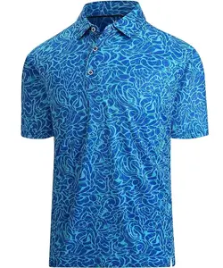 Kaus Polo Golf pria cepat kering poliester bordir kustom kaus Polo Hawai dengan Logo kustom