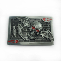 Boucle de ceinture en métal super cool en alliage de zinc, style gothique punk, tête de squelette sculptée en 3D