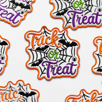 Nouveauté : Patchs brodés thermocollants pour tissu, motif Halloween 'Trick or Treat', accessoires personnalisés
