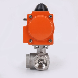 Vanne à boisseau sphérique pneumatique PN16 3 pouces 3 voies à raccord en <span class=keywords><strong>T</strong></span> fileté NPT BSP en acier inoxydable CF8M 304 PQ13 - Product Image 2