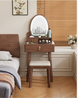 Ensemble coiffeuse en bois massif avec tabouret de maquillage et tiroirs de rangement