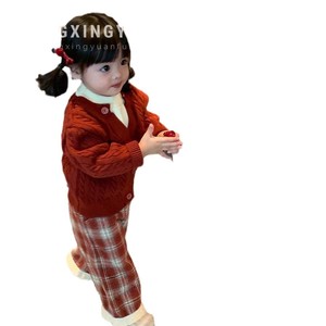 Child Star Circle Girls Knitted Sweater Set Thick Warm Full Sleeve Autumn Winter Preppy Style Pants Set - Product Image 5