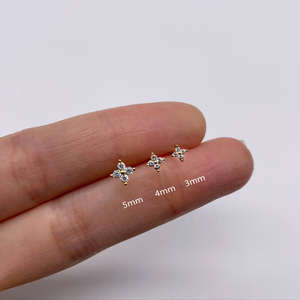 CANNER Juego de 3 Piezas de Plata de Ley 925, Aretes Minimalistas con Flores y Diamantes, Mini Aretes Pequeños con Circonita para Niñas, Joyería de 18k - Product Image 4
