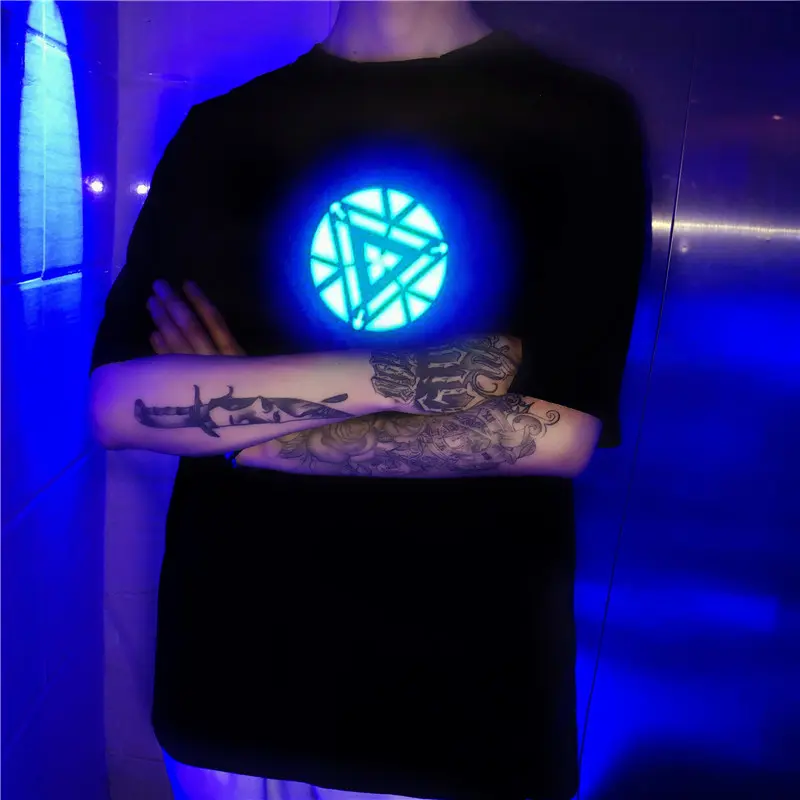 Sıcak satış fabrika kaynağı kısa kollu ipek baskı el led yanıp sönen programlanabilir led t shirt