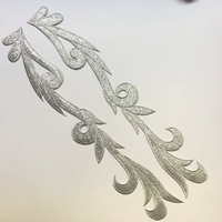 Appliques thermocollantes brodées pour vêtements, grandes tailles, motif branches longues et paillettes dorées, style baroque, pour costumes de scène