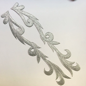 Toppe Ricamate Termoadesive per Abbigliamento con Motivo a Rami Lunghi e Glitter Dorati, <span class=keywords><strong>Grandi</strong></span> Dimensioni, Stile Barocco, per Costumi di Scena - Product Image 5