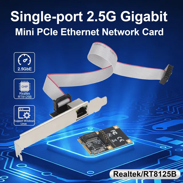 Realtek RTL8125BG Internal Ethernet LAN Card 2.5G/1G Mini PCI Express to RJ45 Port for Server Use (In Stock)