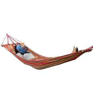 Hamac simple en toile anti-retournement avec barre de maintien en bois, pour le camping et les loisirs en plein air - Product Image 4