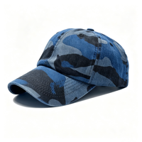 Topi Baseball Camo Custom Logo 6 Panel Katun Model Dad Hat Vintage dengan Pinggiran Melengkung, Dapat Disesuaikan, Snapback untuk Aktivitas Luar Ruangan